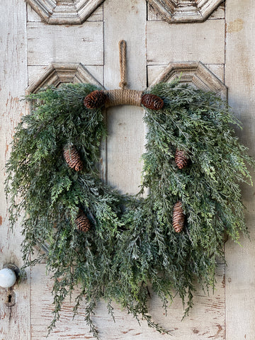 Silver Thread Cedar Wreath - Large