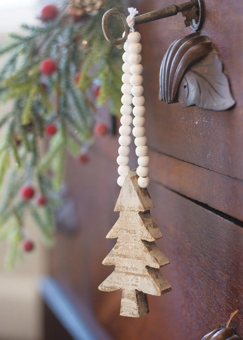 Wooden Tree Beaded Ornament