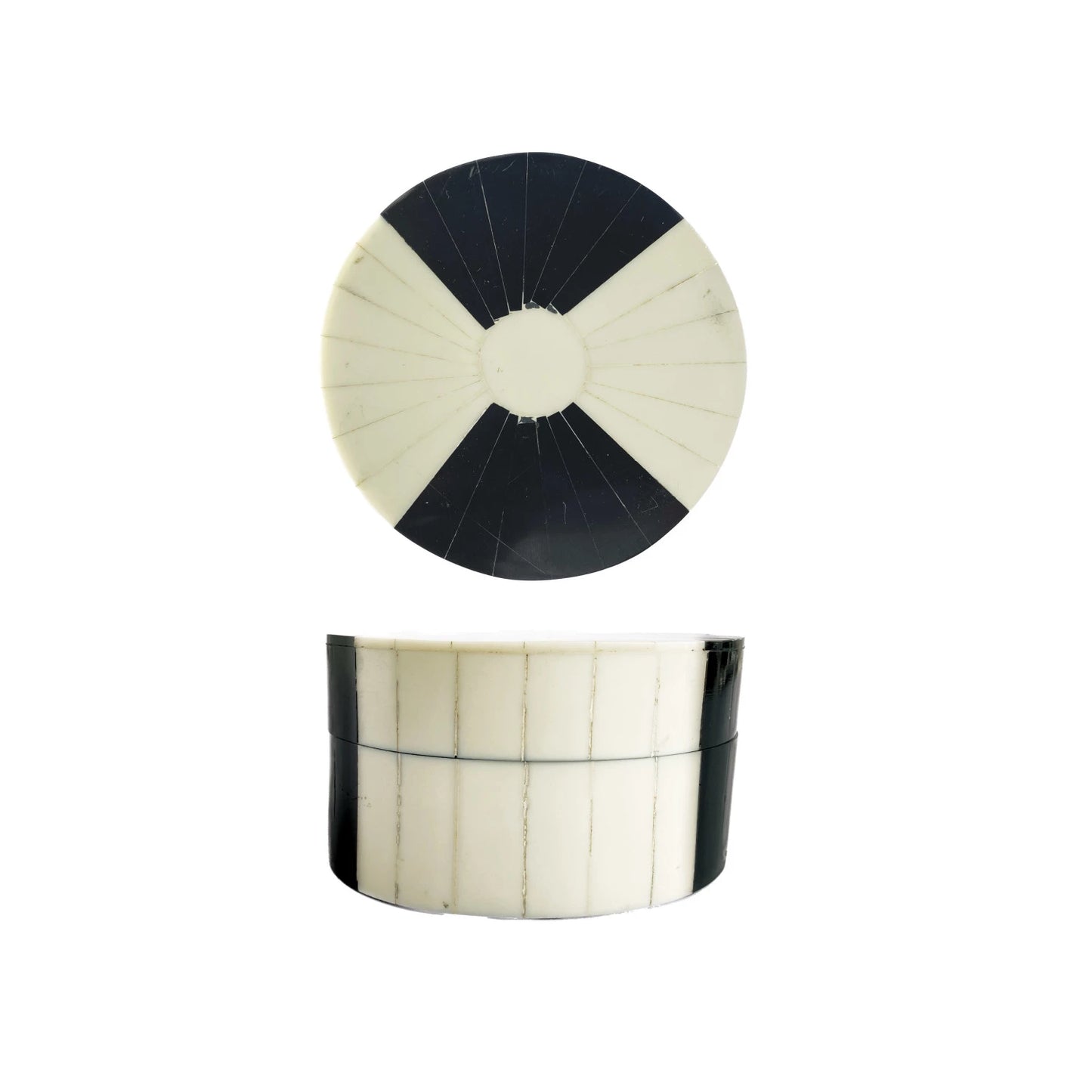 Round Black and Cream Resin Box