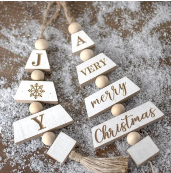 Wood Tree and Bead Ornament - 2 Styles
