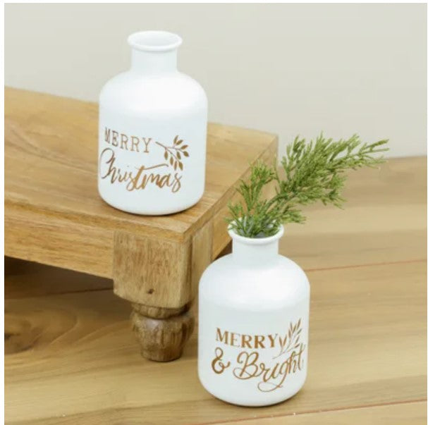 White and Gold Christmas Vase - 2 Styles