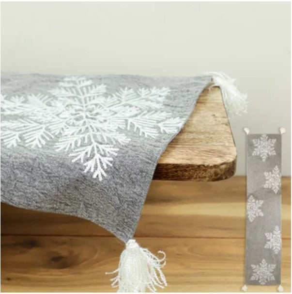 Grey Snowflake Table Runner
