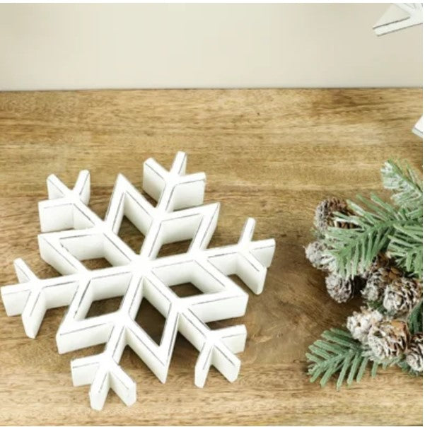 Whitewash Wood Snowflake - Small