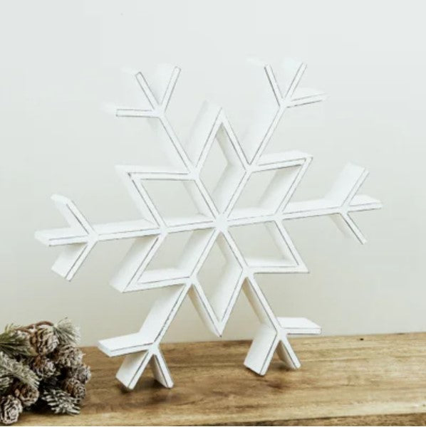 Whitewash Wood Snowflake - Large