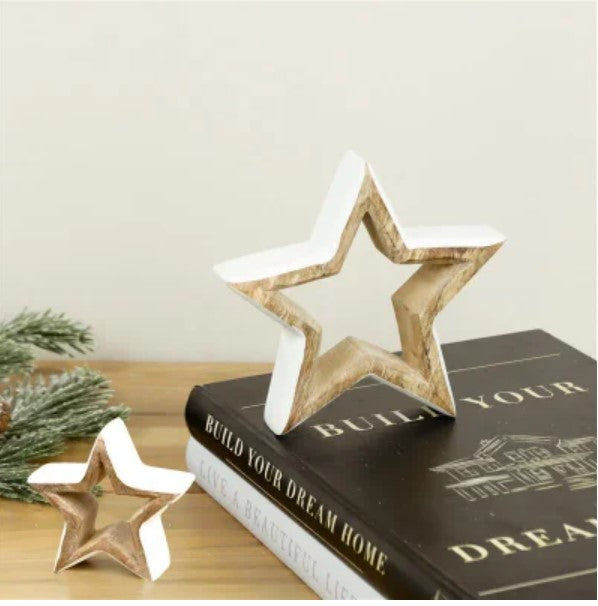 White Enameled Stars - Set of 2