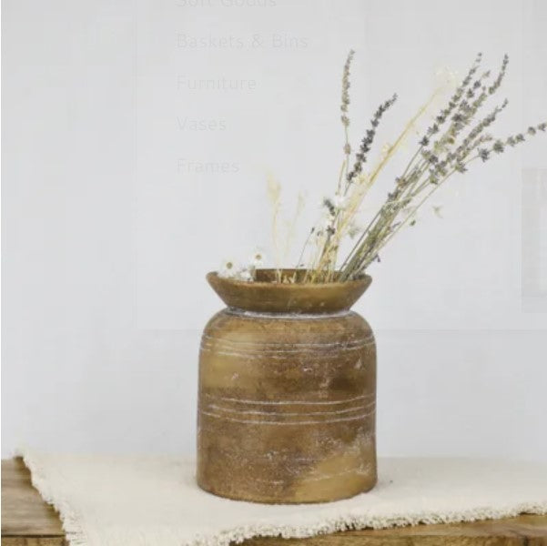 Brown Terra Cotta Line Vase - Small