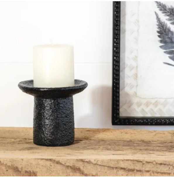 Stevie Black Candle Holder - Short
