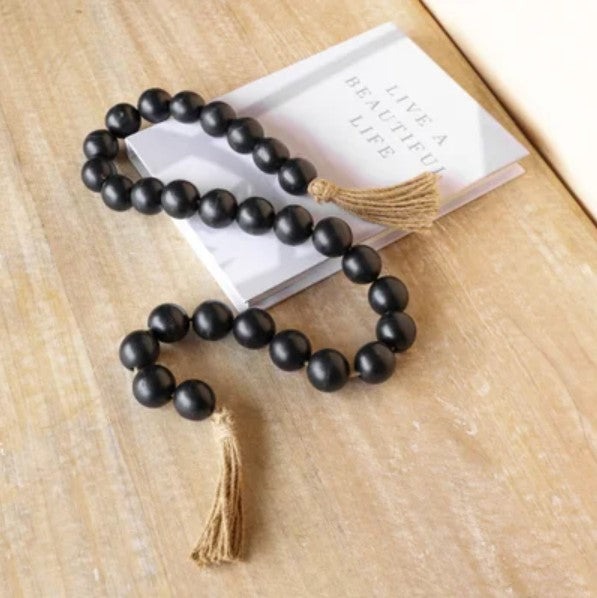 Addie Black Bead Garland with Tassels