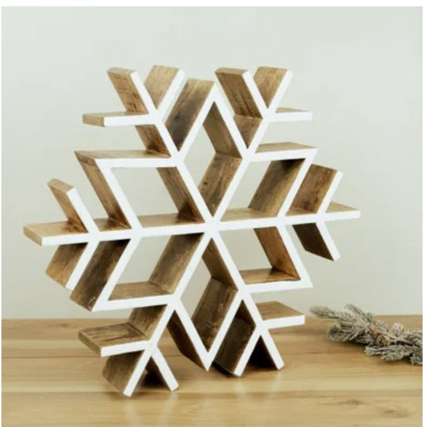 Wood and Enameled Wood Snowflake 24"