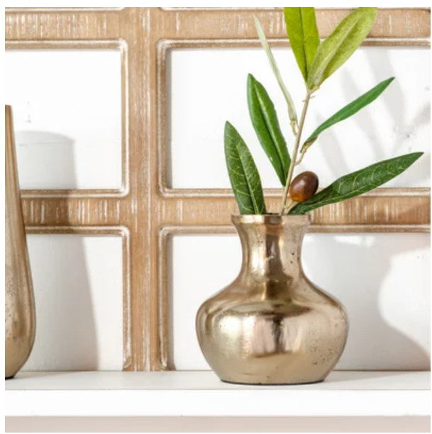 Short Antique Brass Mini Vase