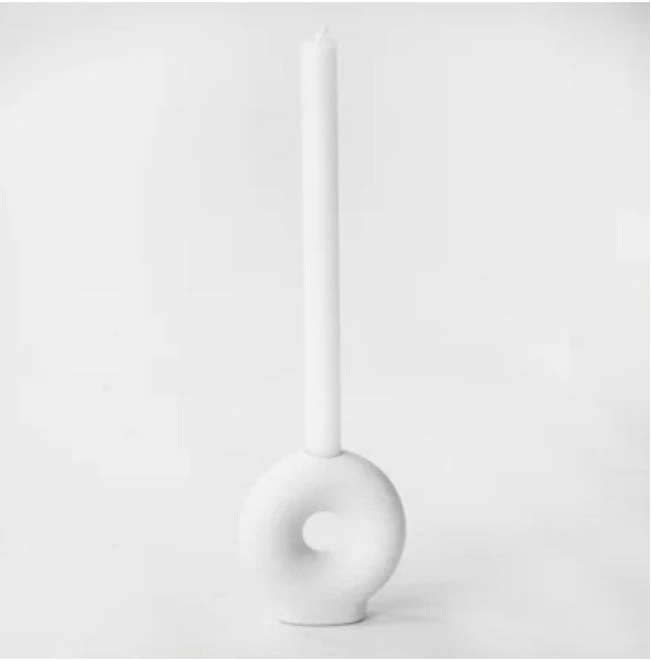 White Circle Candle Holder