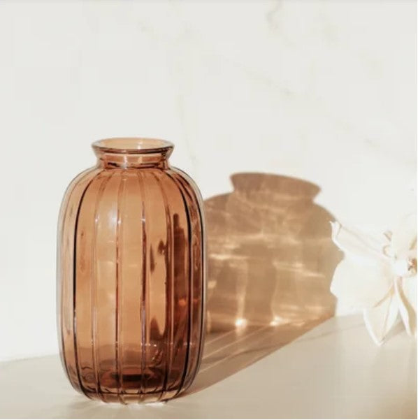 Tall Amber Glass Vase