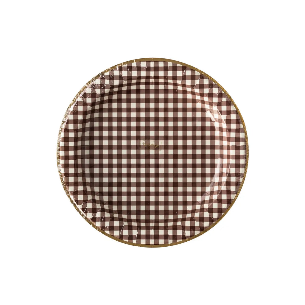 Harvest Brown Gingham Paper Plates