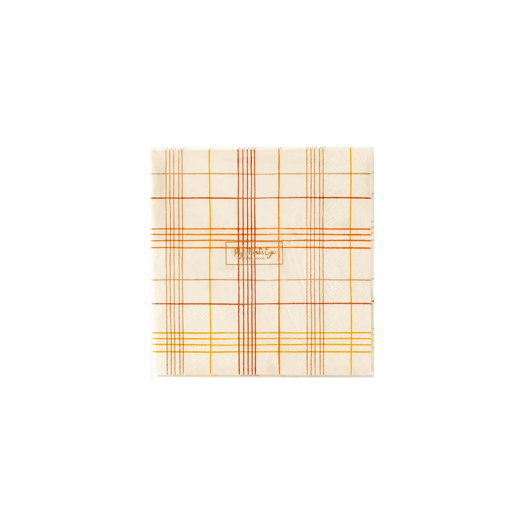 Harvest Fall Scene Plaid Cocktail Napkins