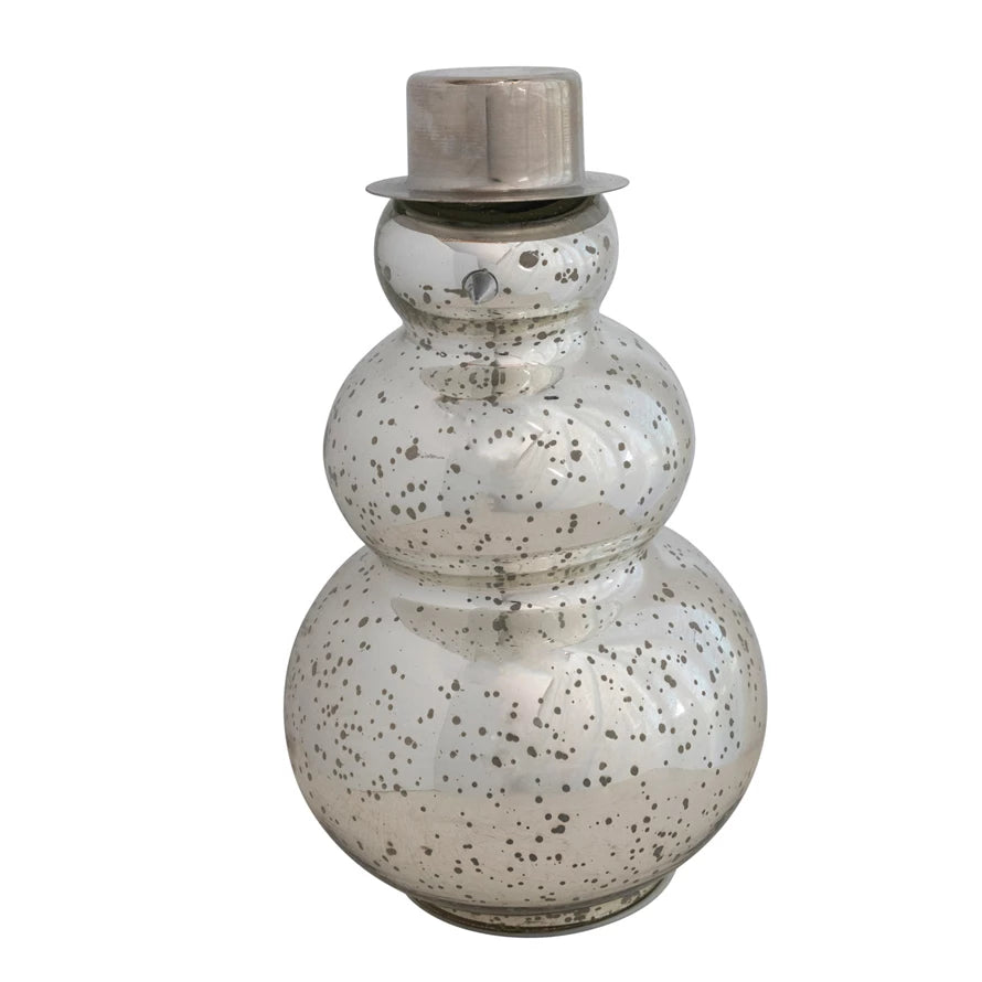 Mercury Glass Snowman with LED Light