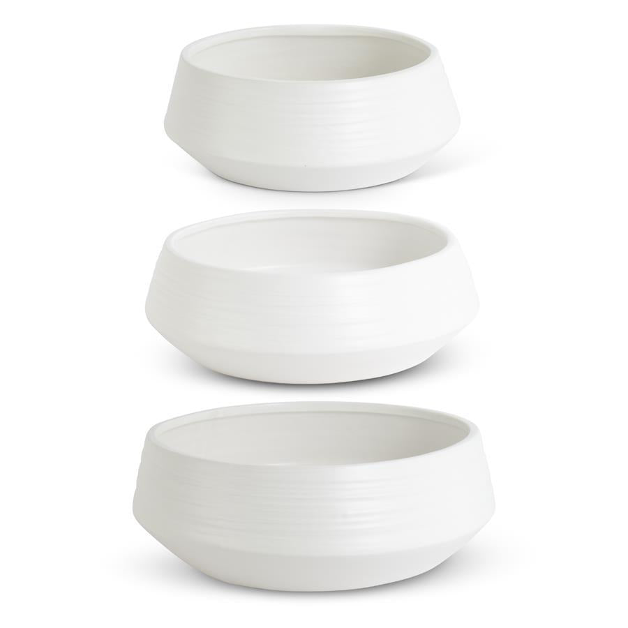 Matte White Stoneware Saucer Planter - 3 Sizes