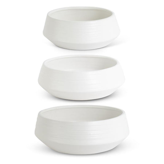 Matte White Stoneware Saucer Planter - 3 Sizes