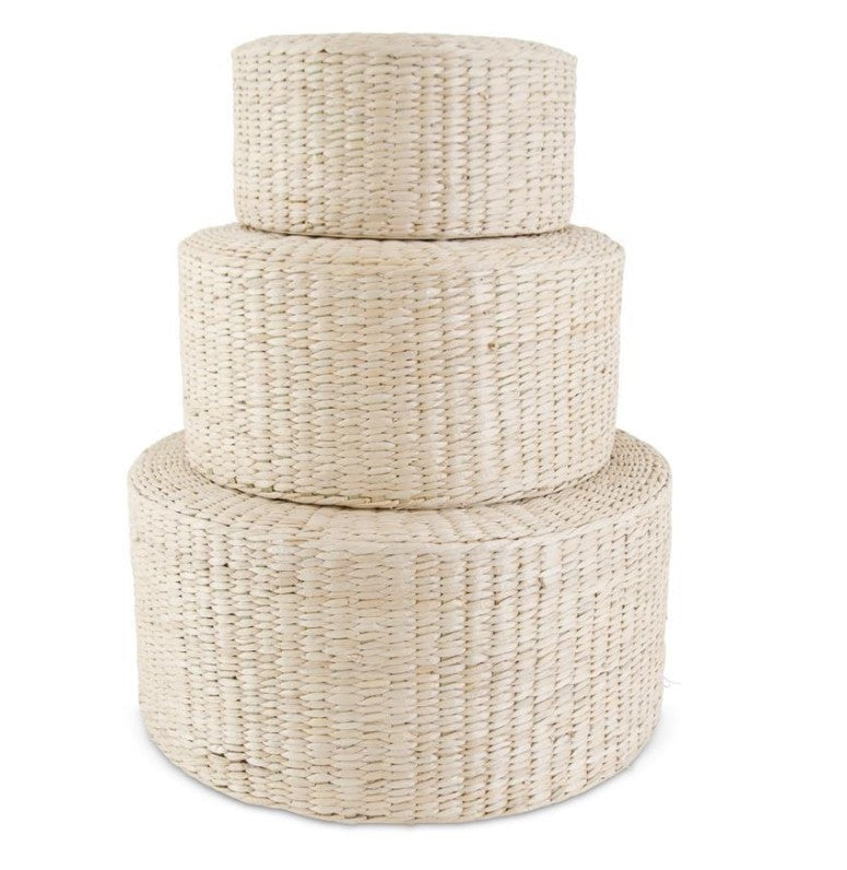 Round Natural Rattan Grass Stool - 3 Sizes