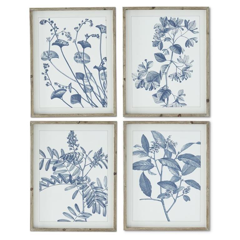 Blue and White Botanical Print - 4 Styles