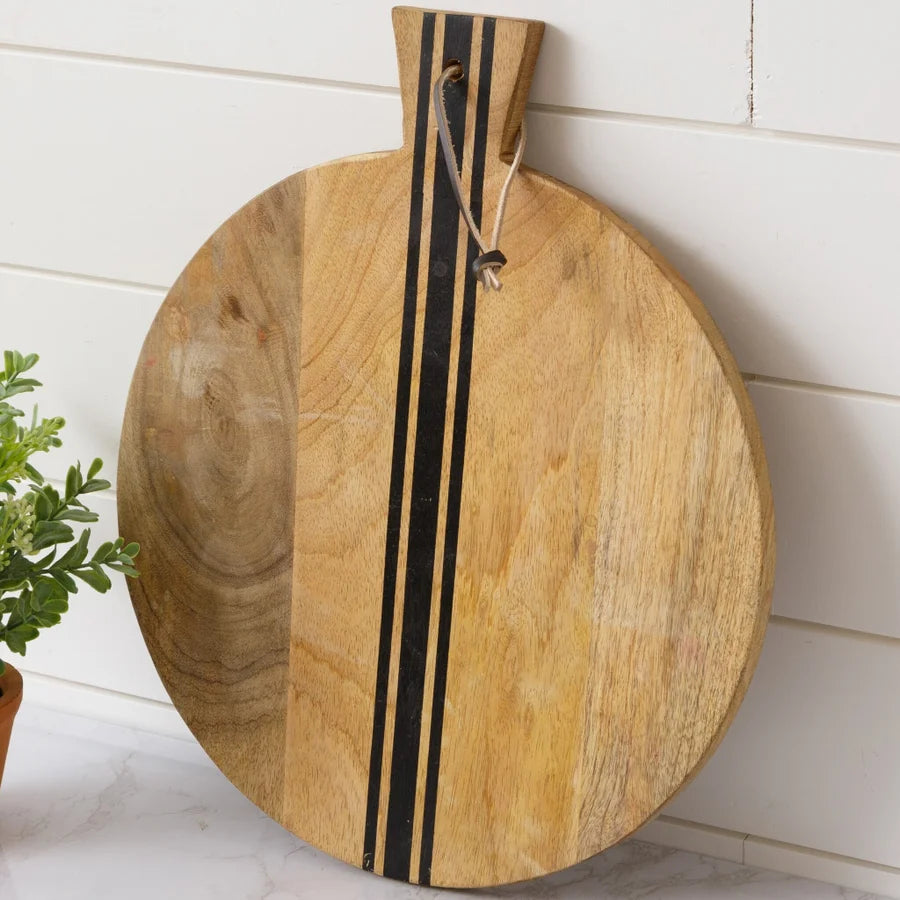Black Striped Round Cutting Board
