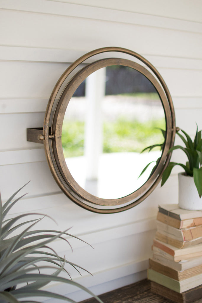 Metal Framed Round Mirror
