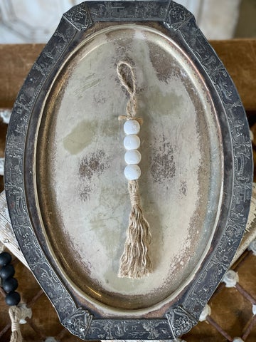 Tassel Tied Beaded Hanger - Whitewash