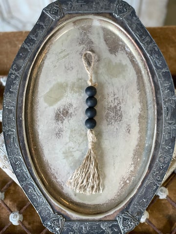 Tassel Tied Beaded Hanger - Black