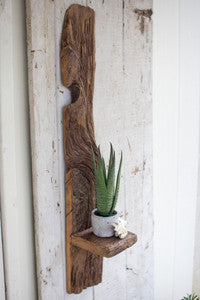 Tall Recycled Wood Wall Shelf