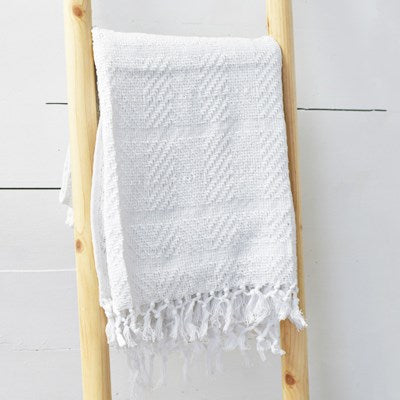 White Zig Zag Fringe Throw