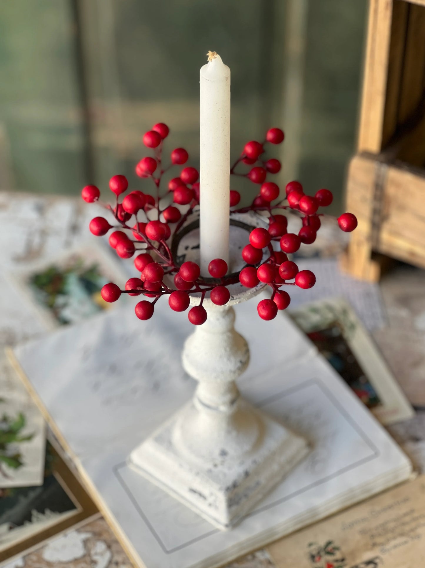 Weatherproof Matte Berry Candle Ring (Taper)