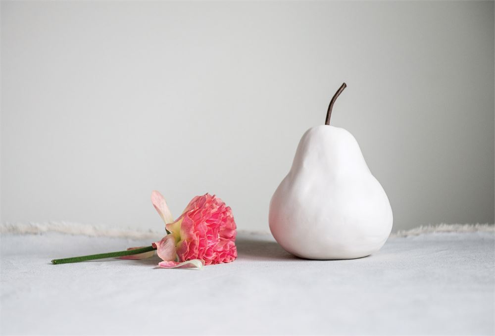 Matte White Stoneware Pear - Out of the Woodwork Designs