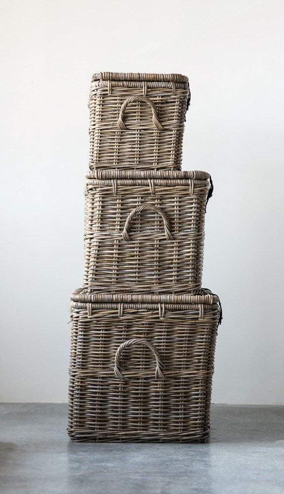 Lidded Rattan Basket - 3 Sizes