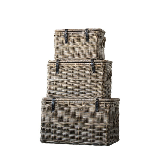 Lidded Rattan Basket - 3 Sizes