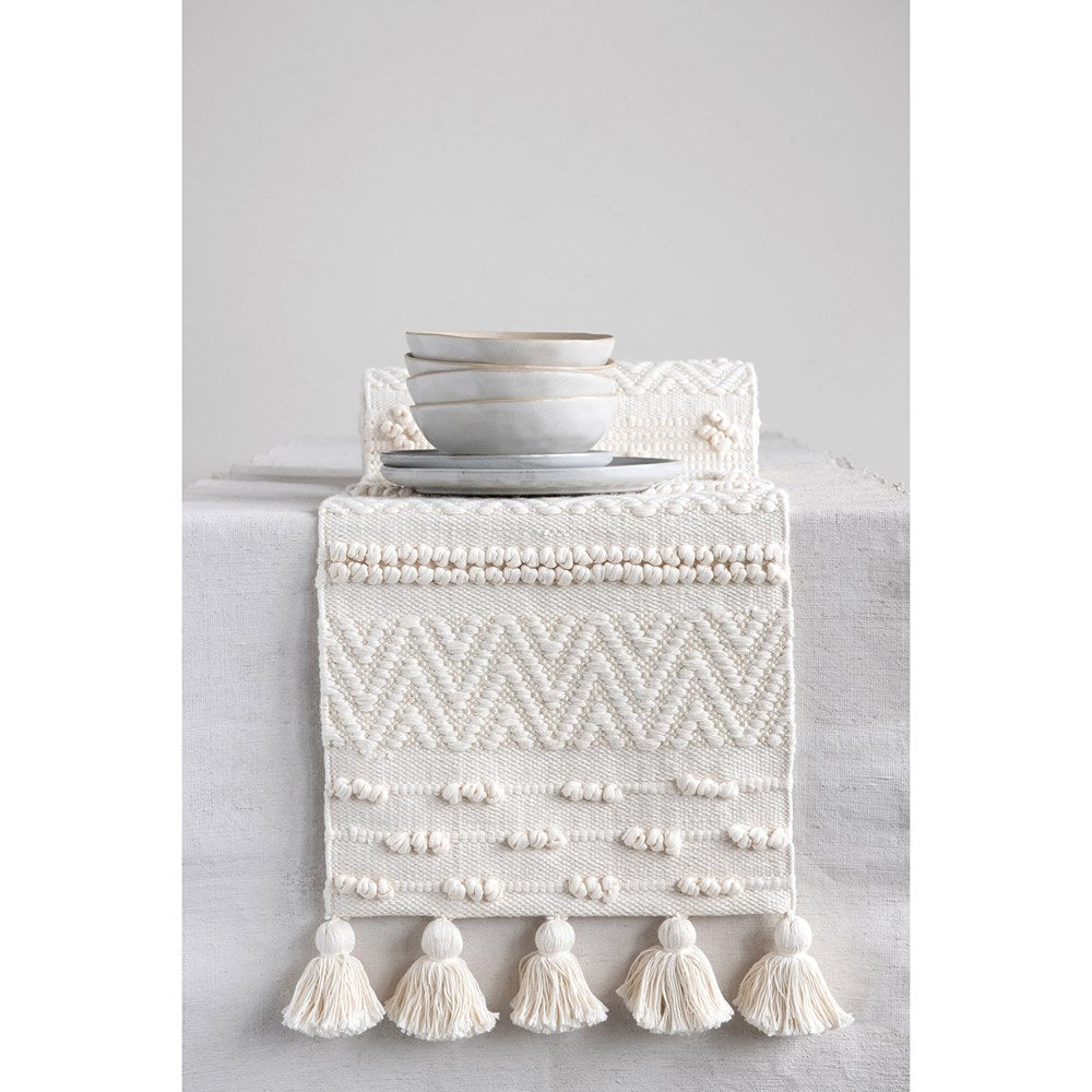 Table Runner with Pom Poms