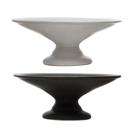 Stoneware Pedestal Cake Plate 2 Colors