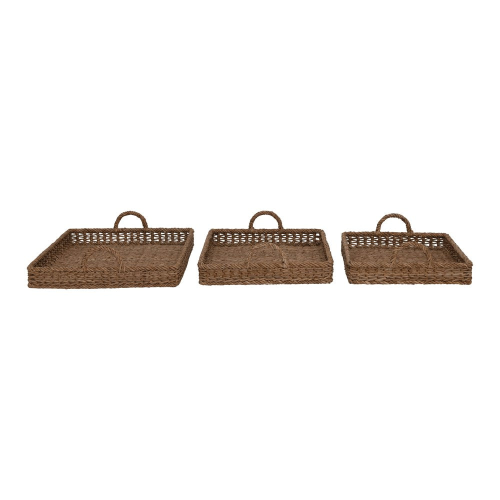Water Hyacinth and Rattan Tray - 3 Sizes