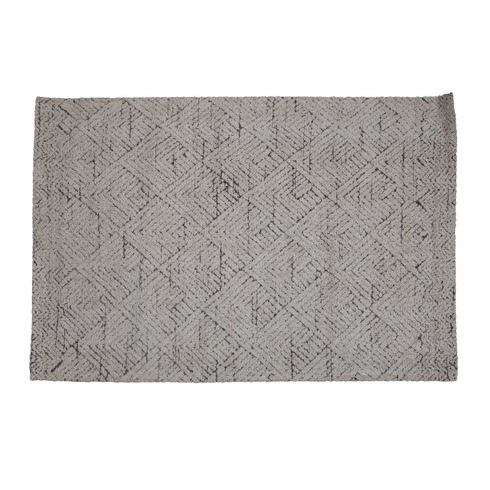 Black and Cream Cotton and Jute Rug