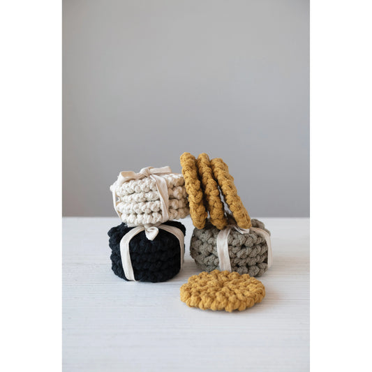 Cotton Crochet Coasters - 4 Colors