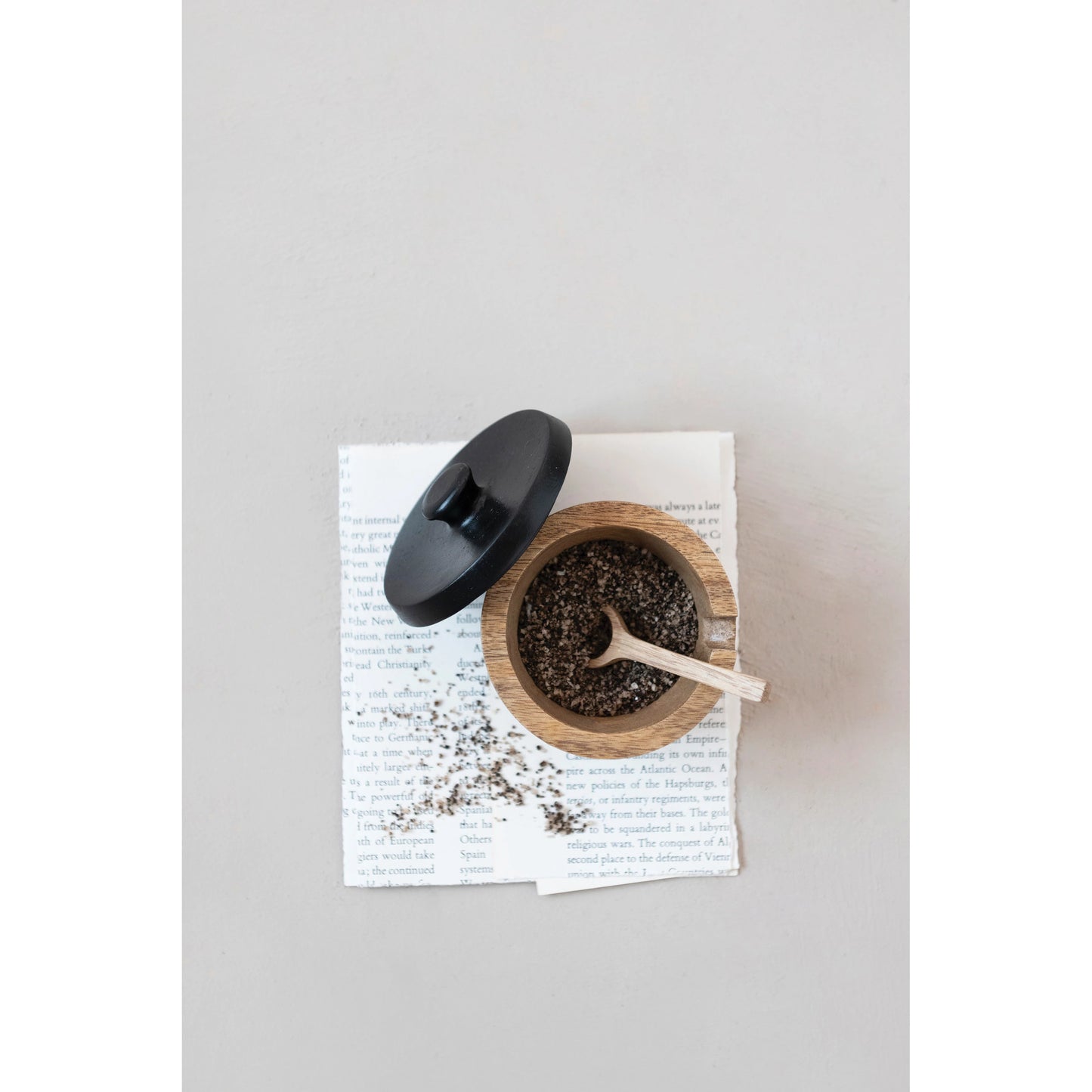 Black and Wood Salt Cellar