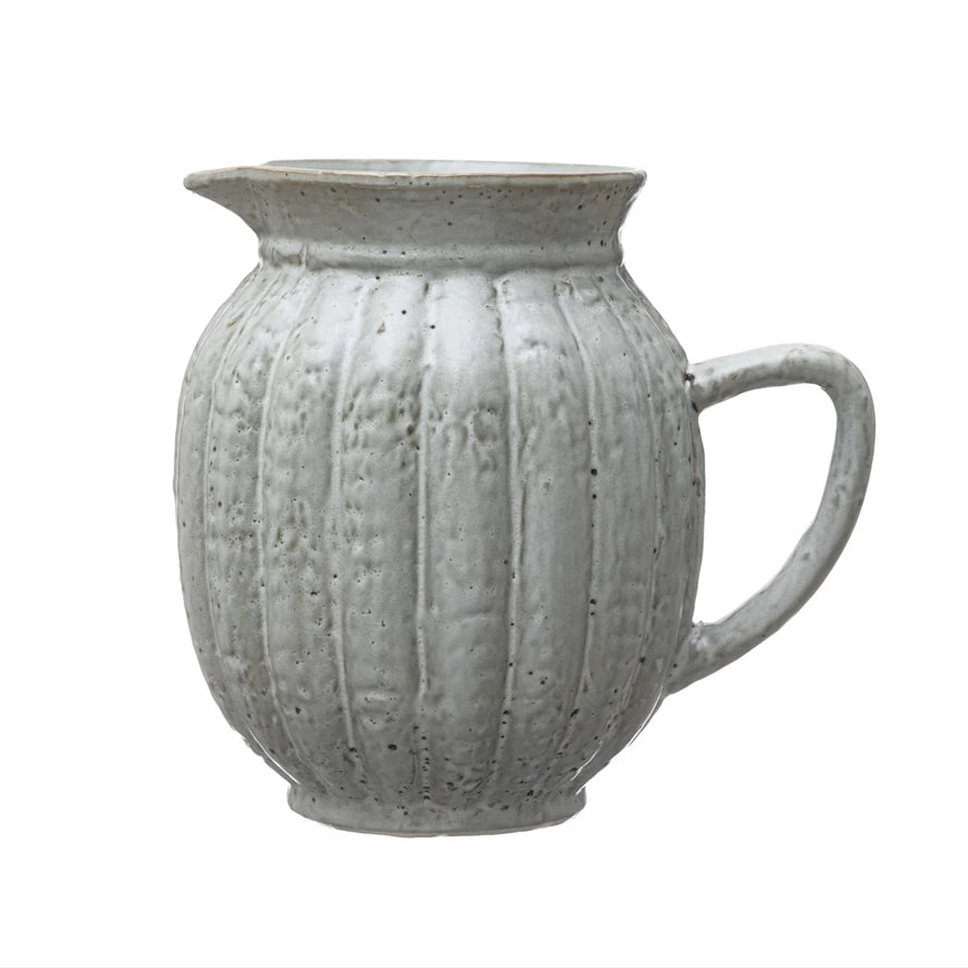 Stoneware Fluted Pitcher - Antique White