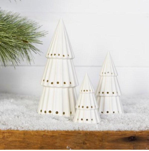 White Lighted Christmas Tree - Set of 3
