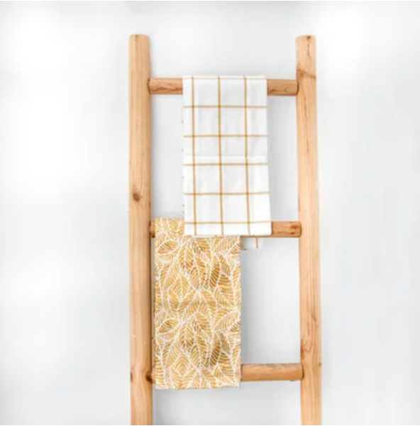 Leaf and Check Towel Set