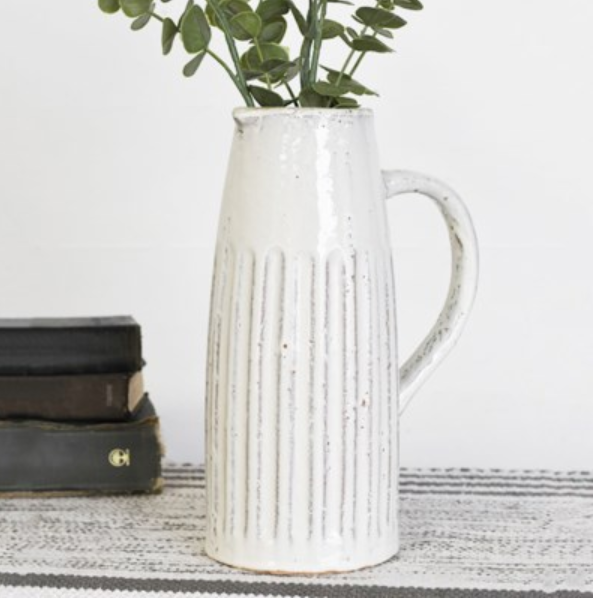 Grooved White Pitcher