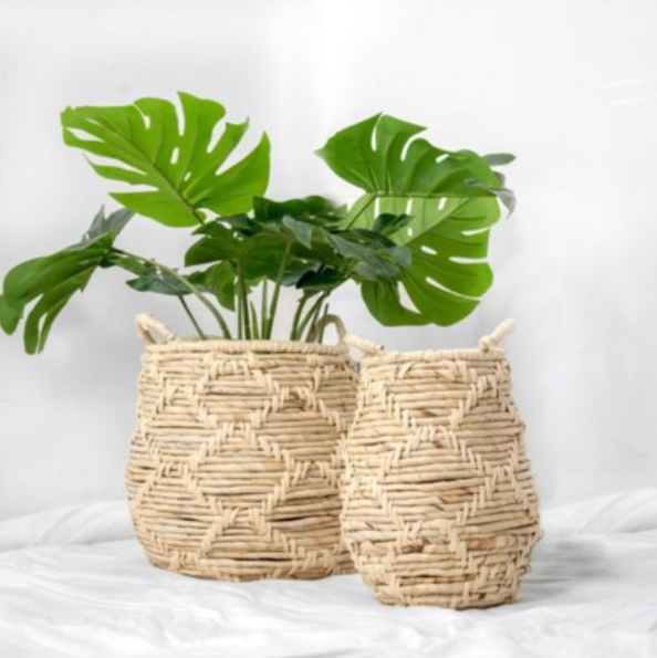 Corn Rope Diamond Handle Basket - 2 Sizes