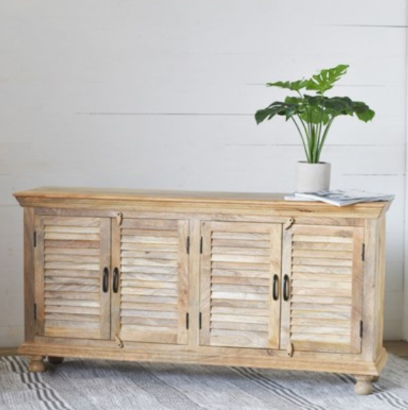 Natural Wood Shutter Cabinet