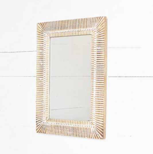 Carved Stripe Wood Framed Mirror