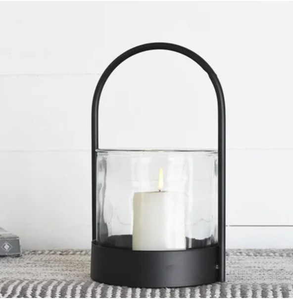 Tin and Glass Windlight with Arch Handle