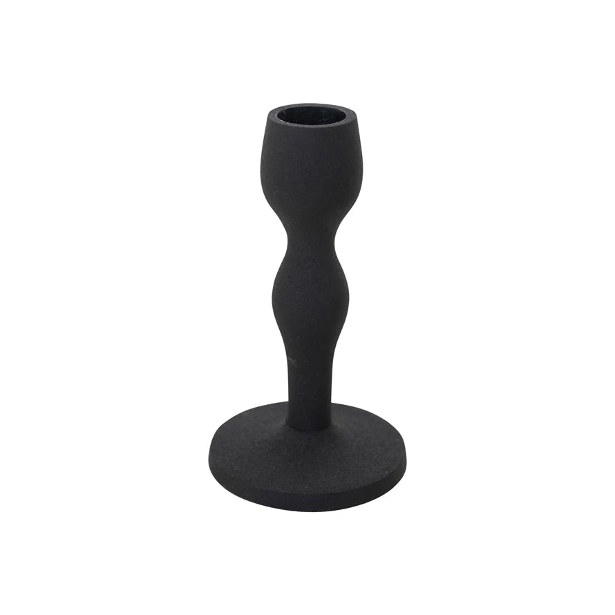 Curvy Black Taper Candle Holder