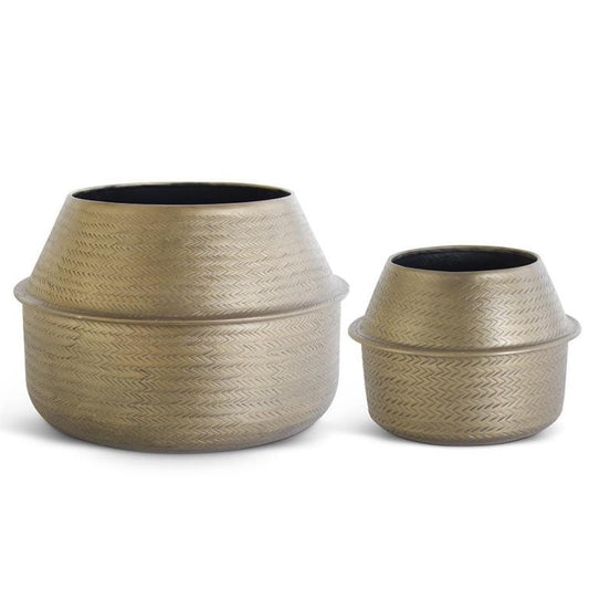 Antiqued Brass Textured Pot - 2 Sizes