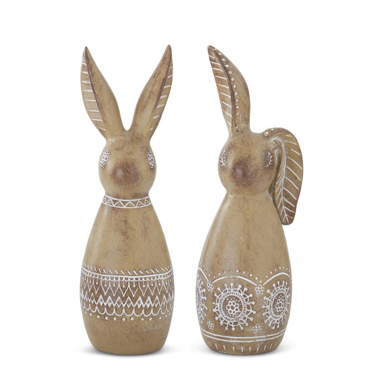 Tan Resin Carved Easter Bunny